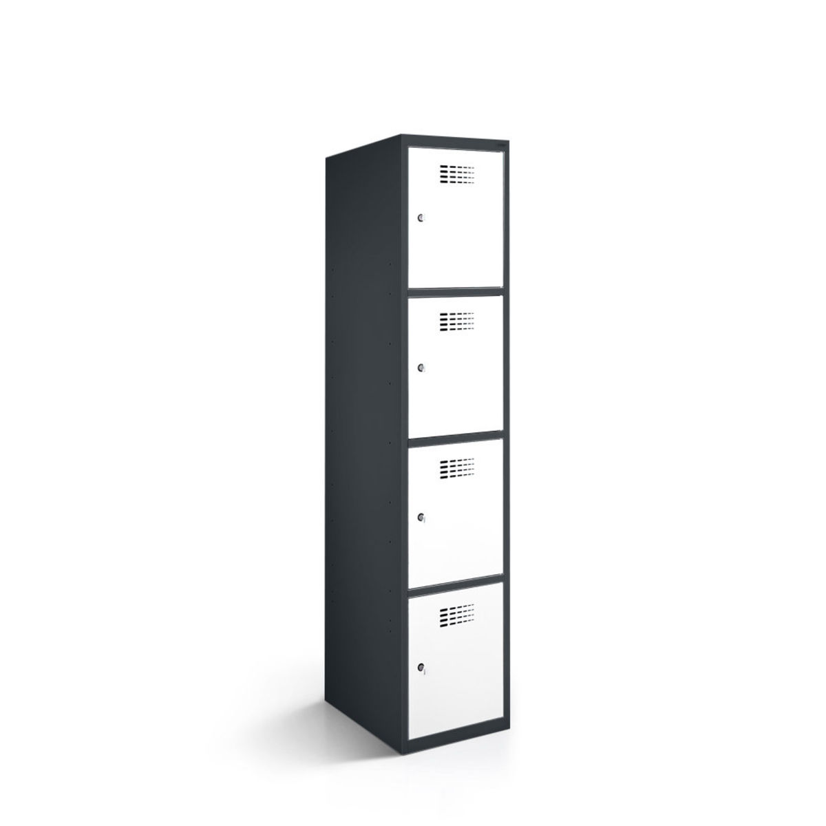 rotstahl Fächerschrank 4 Fächer mit anthrazitgrauem Korpus 40x50x180 cm (BxTxH); weiß