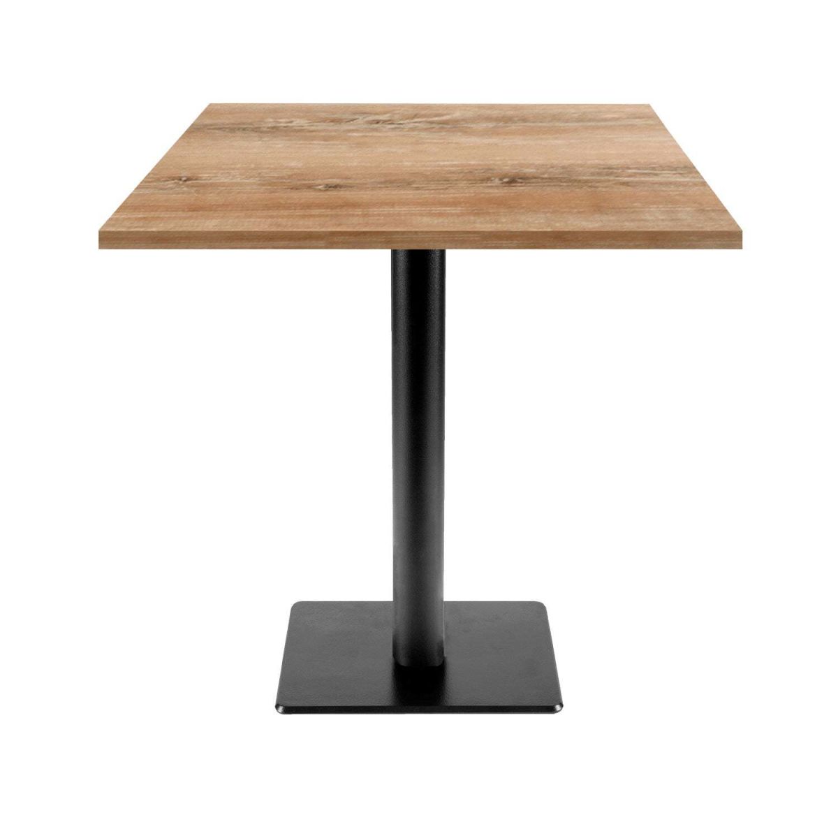 RestooTab Tisch Milan T quadratisch - Dekor Holz 70x70x75 cm (LxBxH); Platte eiche antik, Gestell schwarz; quadratisch