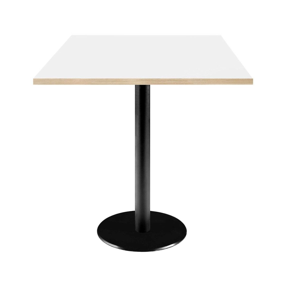 RestooTab Tisch Rome quadratisch - Dekor Uni 70x70x75 cm (LxBxH); Platte weiß, Gestell schwarz; quadratisch
