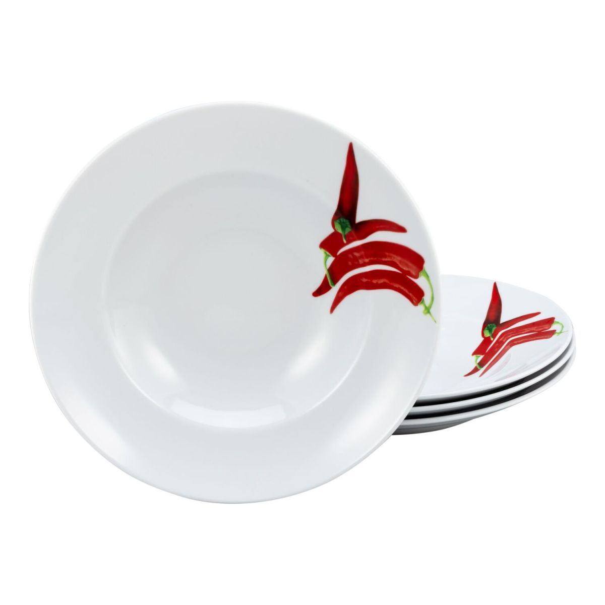 CreaTable Kräuter Chili - 4-er Pastateller 27 cm 400 ml, 27x5 cm (ØxH); weiß; rund; 4 Stück / Pack