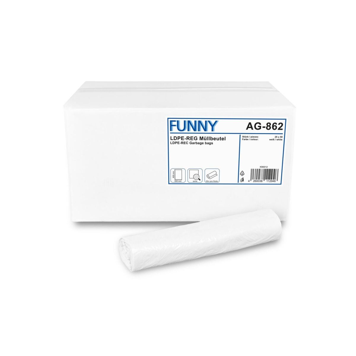 Plock LDPE Müllbeutel, weiß 30 Liter 30 l, 50x60 cm (BxH); weiß; 1250 Stück / Pack