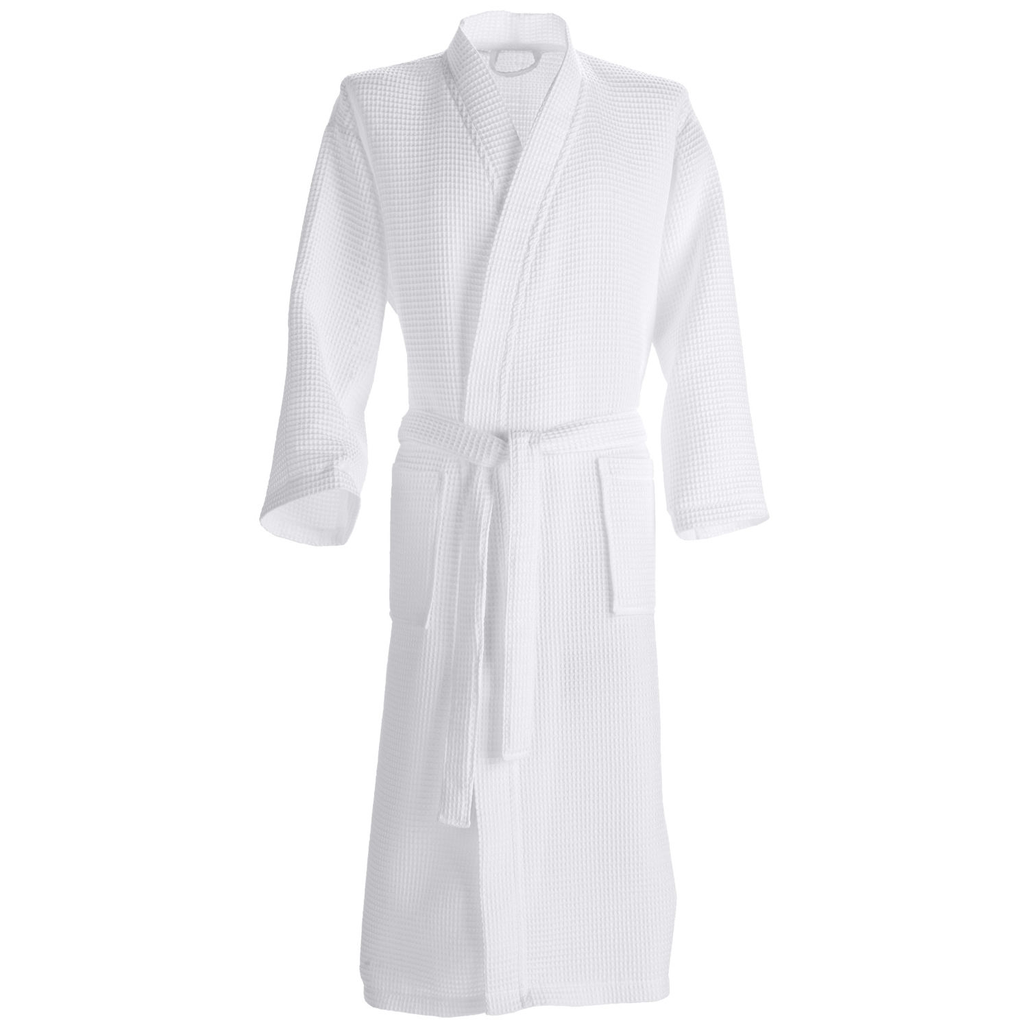 Peignoir col kimono Nid d'abeille blanc