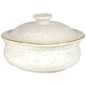 Buy Deep soup bowl Stonecast Barley White M lid LUSINI