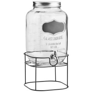 2 Pack Clear Dual Gallon Glass Beverage Dispenser Stand With Gold Lids