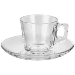 Pasabahce Vela Cappuccino Clear Glass Cup-Saucer 12 pc