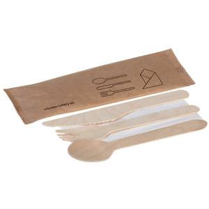 Besteckset Holz, 4-teilig - Gabel,Messer,Löffel,Serviette kaufen Besteckset Holz, 4-teilig - Gabel,Messer,Löffel,Serviette kaufen