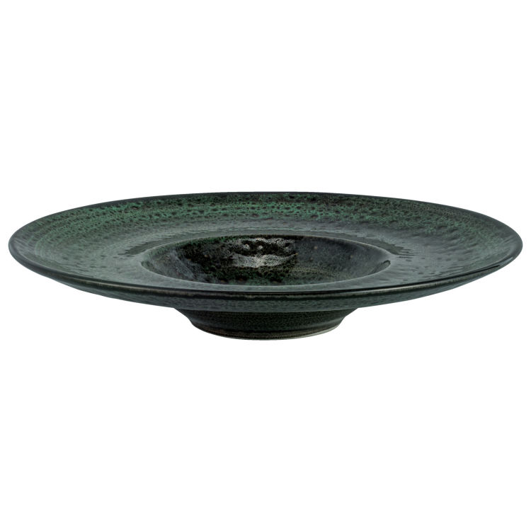 Deep plate Black Reef porcelain, with wide rim