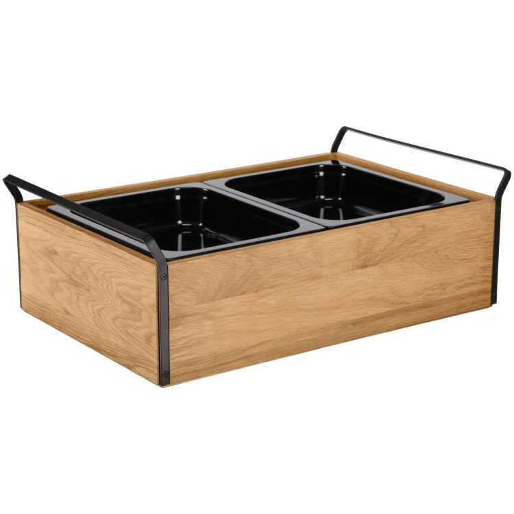 Set fraîcheur Esino haut  6,5 cm mélamine 2 x GN 1/2, en bois massif