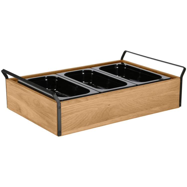 Set fraîcheur Esino moyen mélamine 3 x GN 1/3, en bois massif