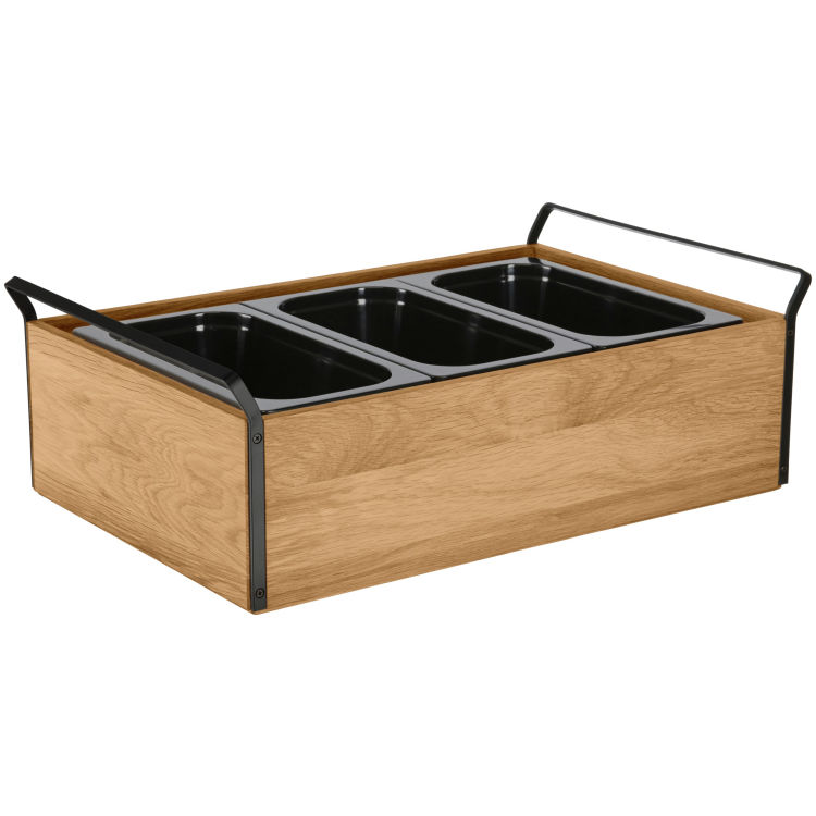 Set fraîcheur Esino haut 10 cm mélamine 3 x GN 1/3, en bois massif