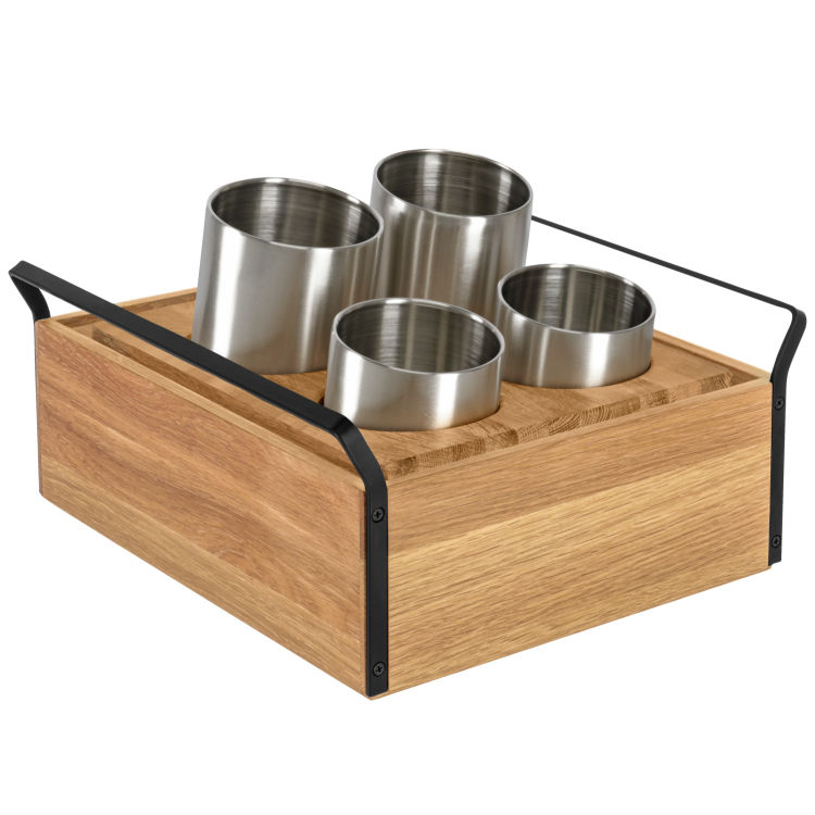 Présentoir pour gobelets à couverts Esino GN 1/2, en bois massif