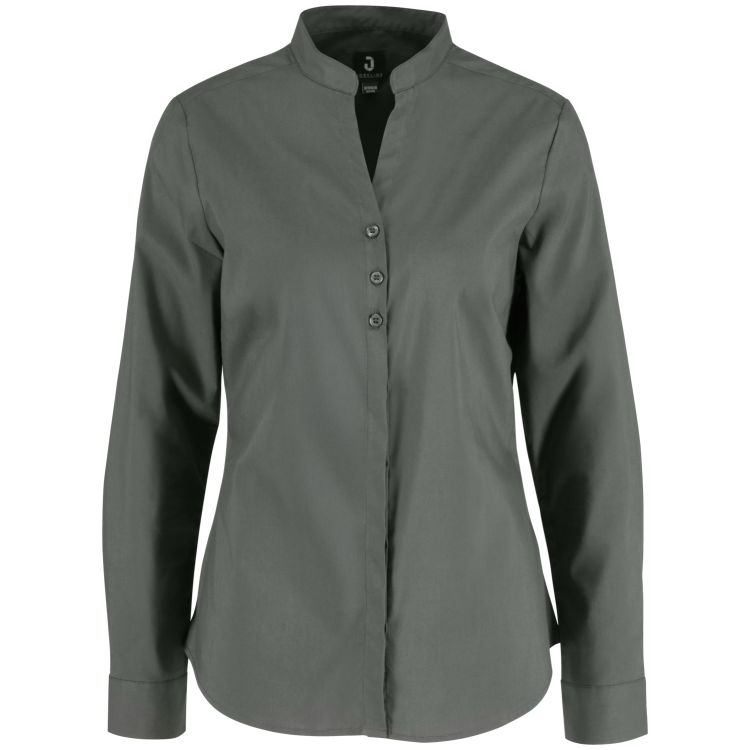 Chemisier femme manches longues Lani coupe droite, polycoton élasthanne