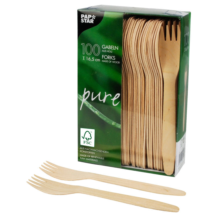 Einweg-Gabeln Pure aus Holz