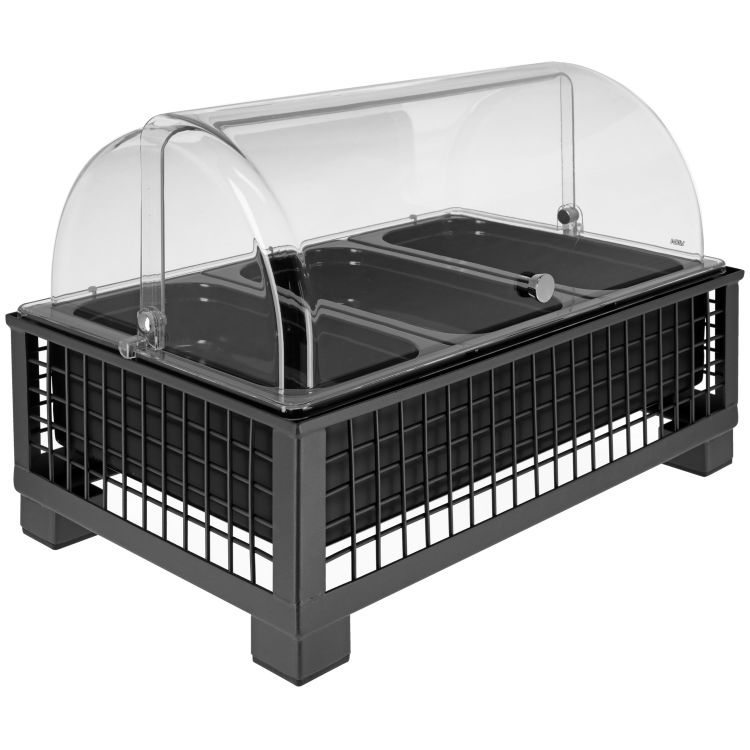 Set fraîcheur Portland mélamine noire 3 x GN 1/3 H 6,5 cm