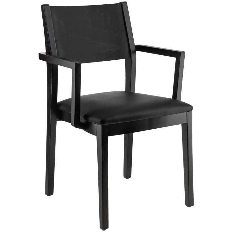 Chaise empilable Stak similicuir, avec accoudoirs, difficilement inflammable