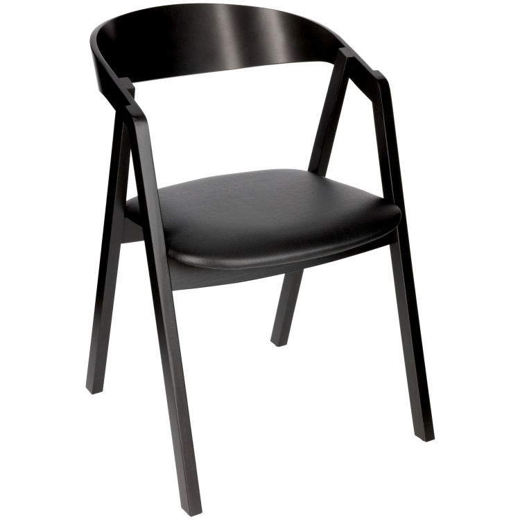 Stacking chair Calma imitation leather beech wood black lacquered