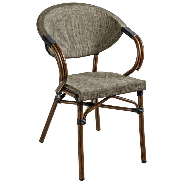 Outdoor Bistrostuhl Rimalia mit Armlehne, wetterfest, stapelbar