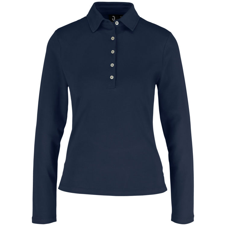 Polo dames Malme lange mouw, regular fit, jersey