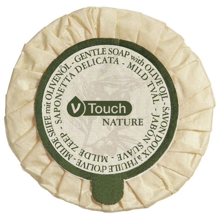Savonnette pour hôtel Nature avec huile d'olive, sous papier, mini format