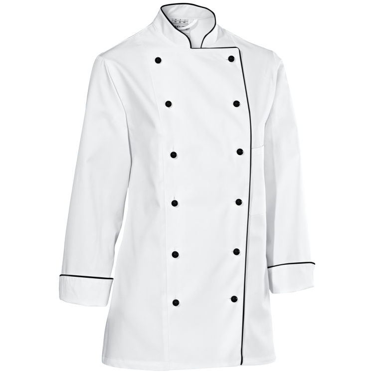 Veste de cuisine femme Premium  manches longues, pass. noir