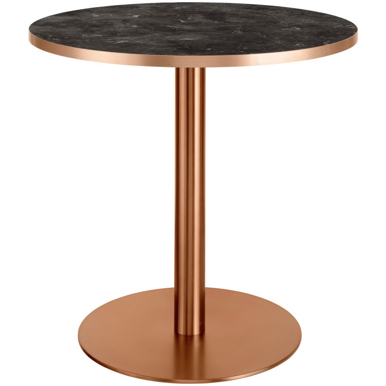 Mesa de comedor Marvani con marco de mesa de acero inoxidable de cobre