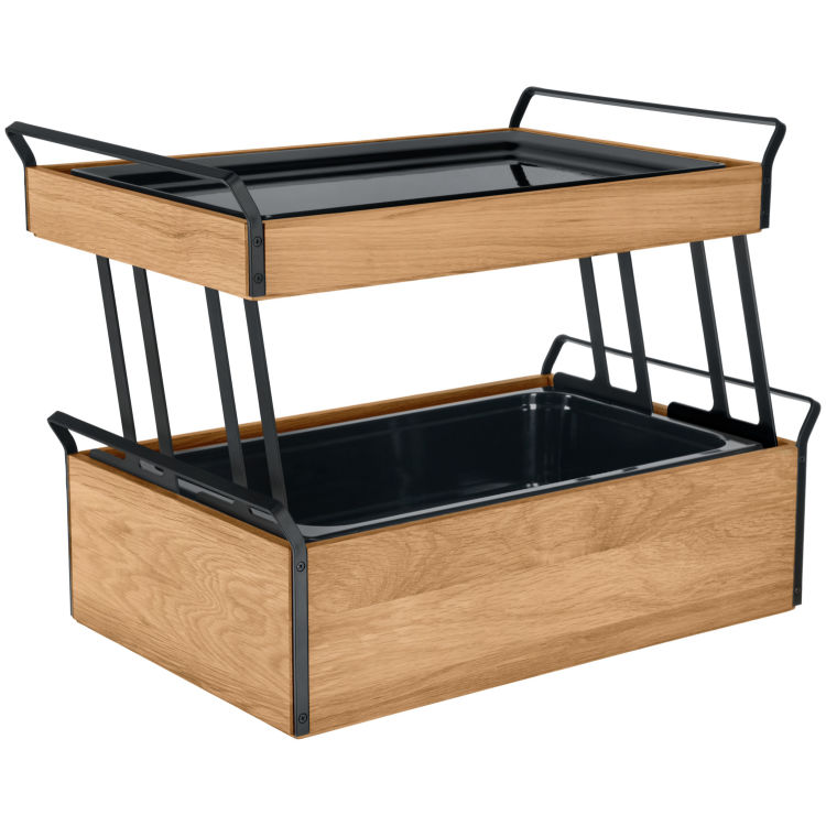 Set fraîcheur Esino mélamine haut GN 1/1 + bas GN 1/1 - 2 étages, en bois massif