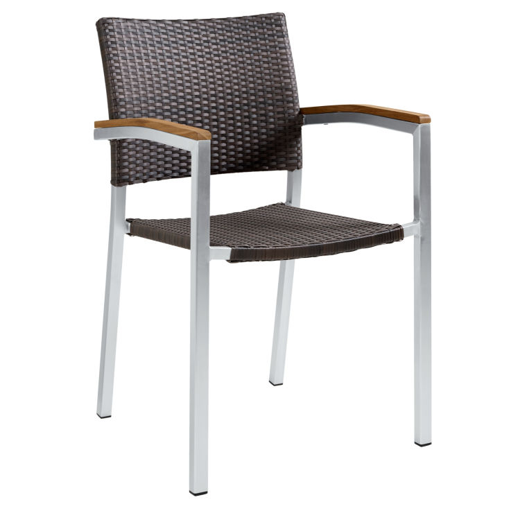 Chaise Vincent avec accoudoirs en teck