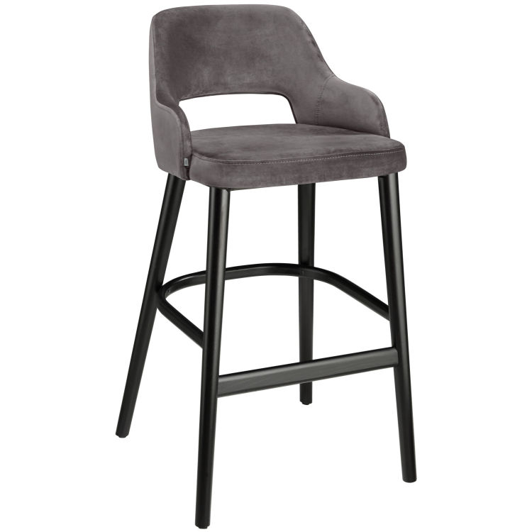 Silla alta Tonda de terciopelo, Madera maciza