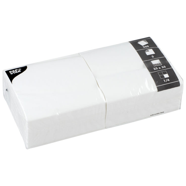 Servietten, 2-lagig, 1/4-Falz weiß