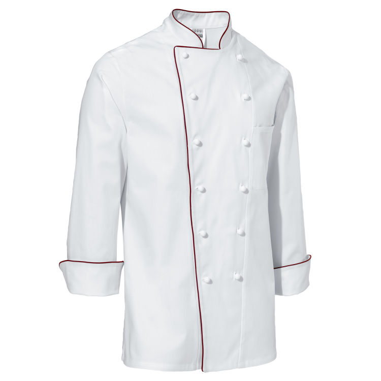 Herrenkochjacke Samuel Langarm farbige Paspel