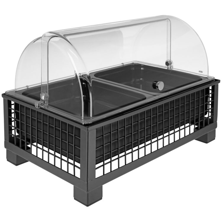 Set fraîcheur Portland mélamine noire 2 x GN 1/2 H 6,5 cm