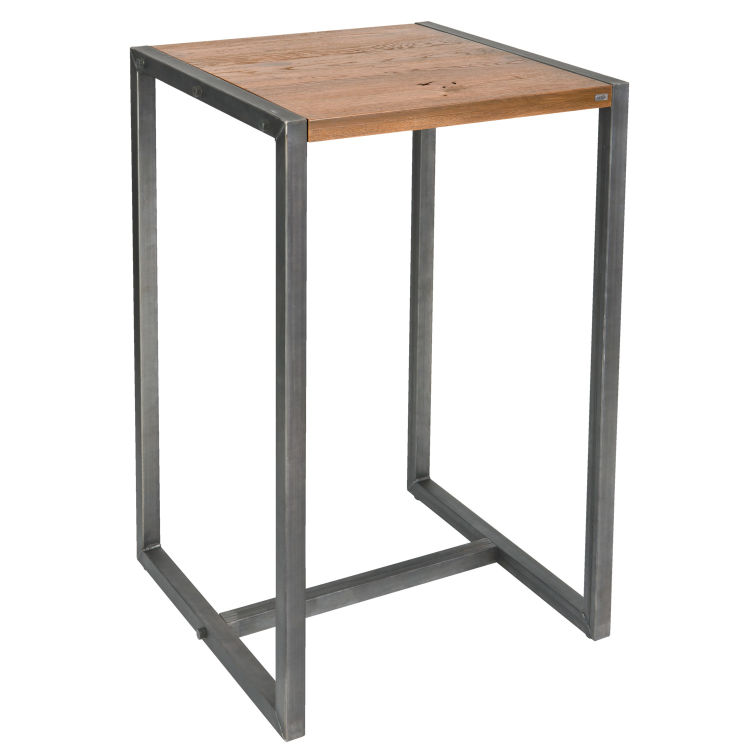 Stehtisch Torres quadratisch, Massivholz, Industrial Design