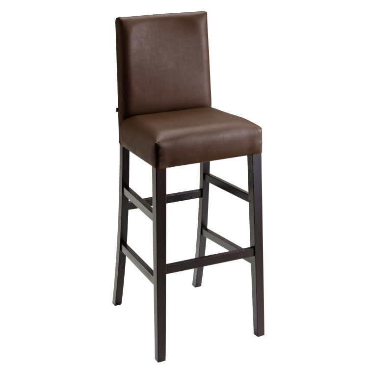 Chaise de bar Havanna similicuir, structure wengé, en bois massif