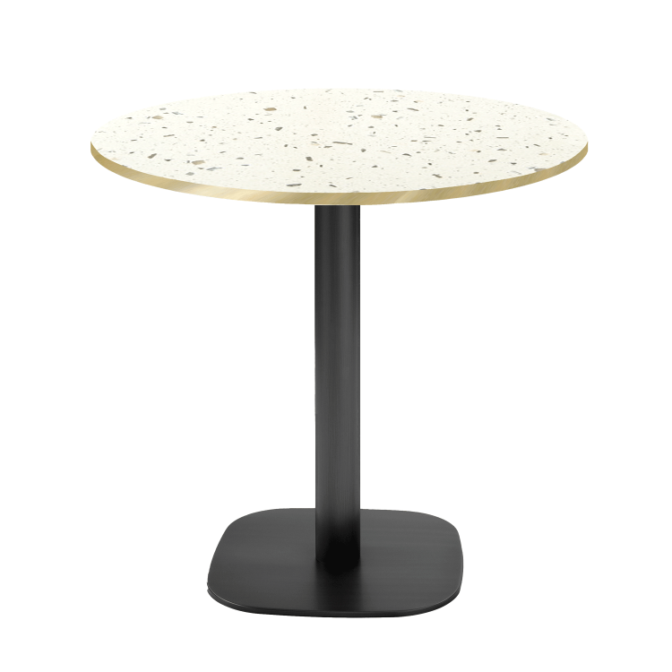 Tisch Round rund mit farbigen Kanten und schwarzem Gestell