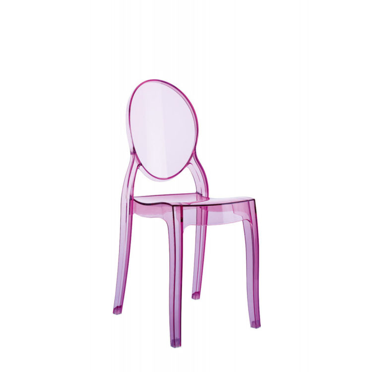 Transparenter Rosa Kinderstuhl KIDS für Innen und Außenbereich