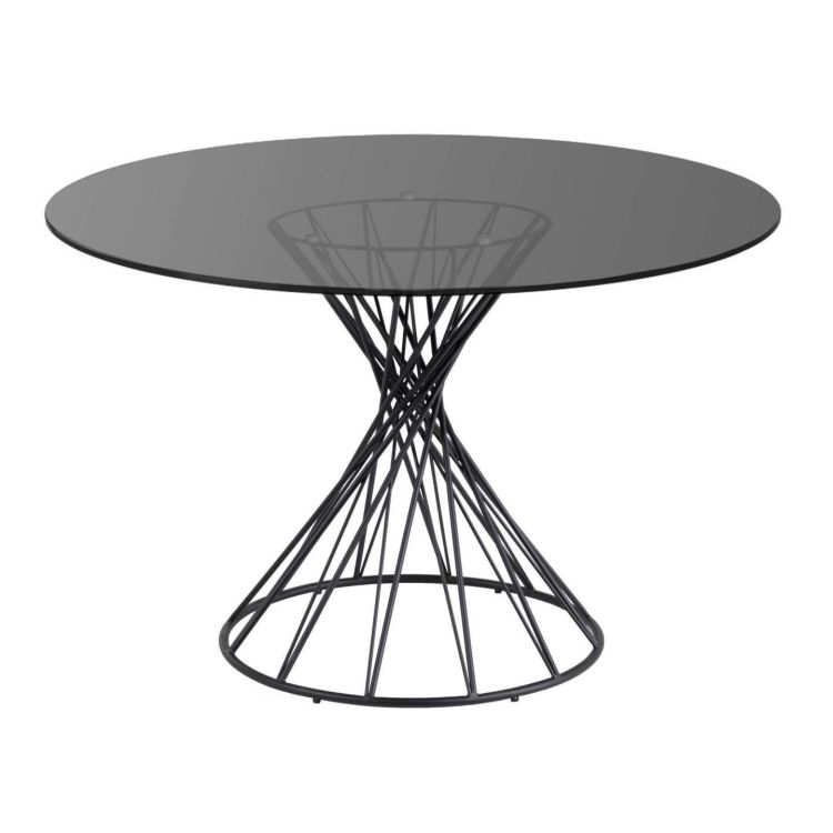 Niut runder Tisch aus Glas und Stahlbeine