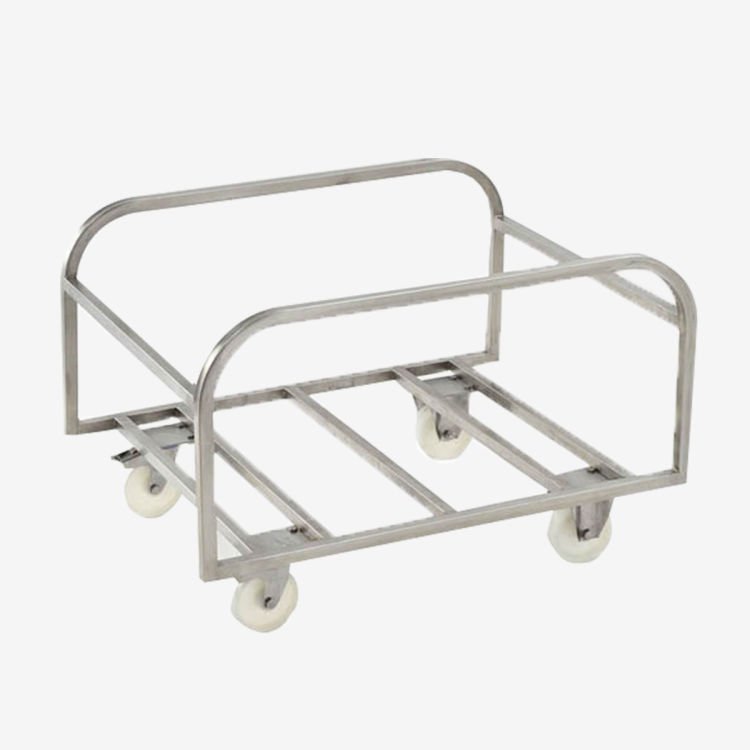 Chariot de transport inox pour bac grand volume