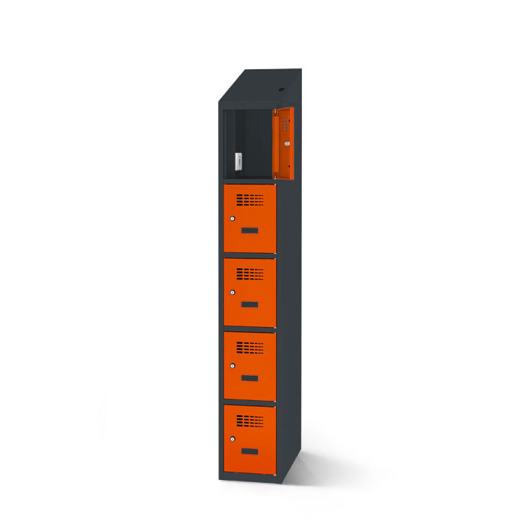 Fächerschrank mit Ladefunktion 5 Fächer mit anthrazitgrauem Korpus