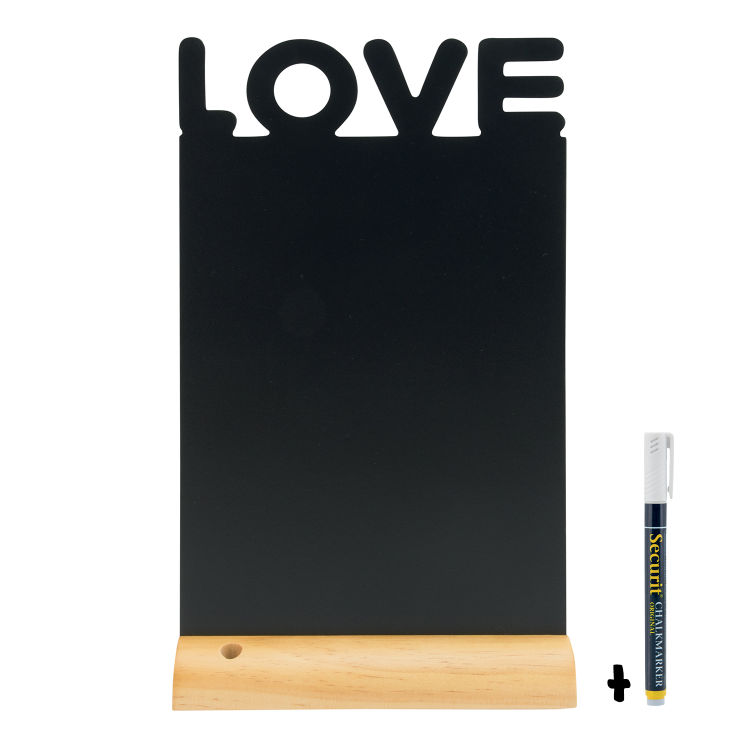 Tischtafel - Silhouette Love - Holzsockel - Kreidemarker inklusive