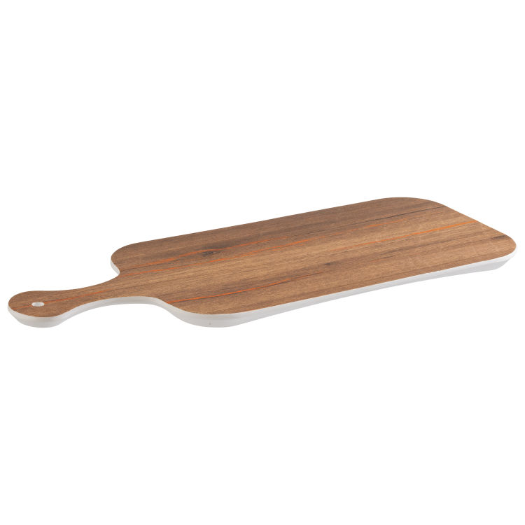 Tablett -CRAZY WOOD- 45 x 17,5 cm, H: 1,5 cm Melamin, Holzoptik Servierfläche: 34 x 17,5 cm Grifflänge: 11 cm Gesamtlänge: 45 cm