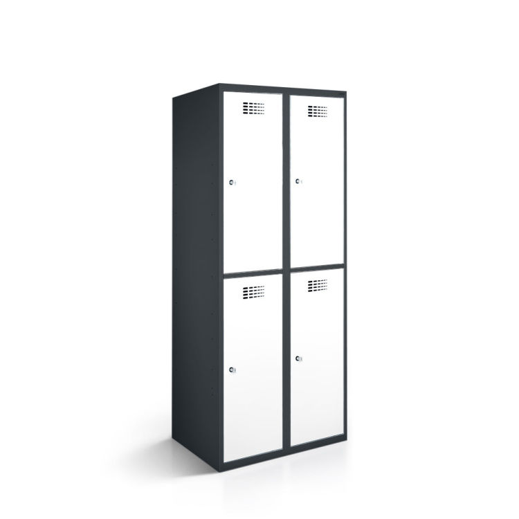 Garderobenspind 4 Türen mit anthrazitgrauem Korpus