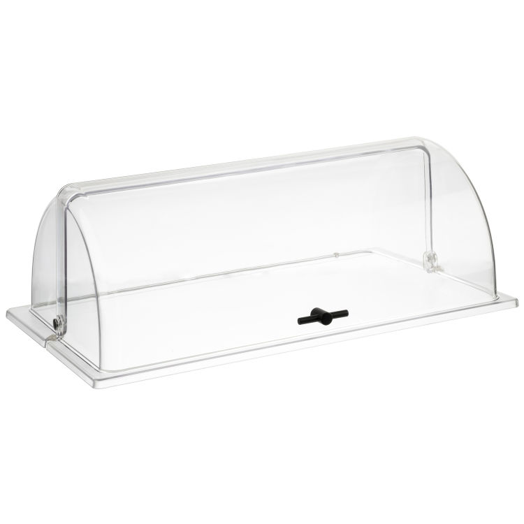 GN 1/1 Rolltophaube 53 x 32,5 cm, H: 19 cm Polycarbonat schwarzer Kreuzgriff passend für alle GN 1/1 leichtgängig auf- und