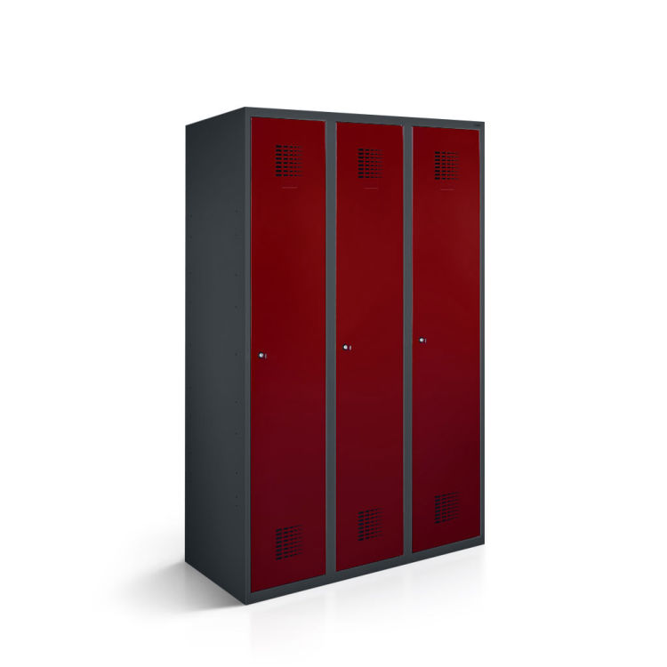 Kleiderspind 3 Türen mit anthrazitgrauem Korpus