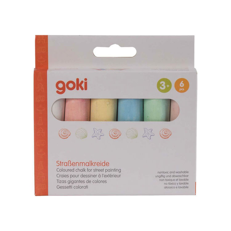 6 Straßenmalkreiden rund in einer Pappschachtel