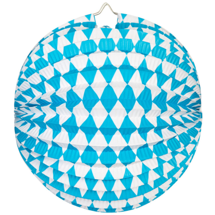 6 Papier Lampion Kugel Laternen Bavaria Blau Weiß 25cm