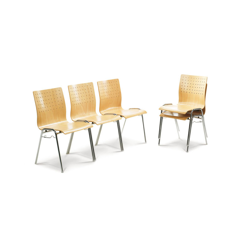 Stapelstuhl 2117, Buche, Holz, mit Reihenverbinder