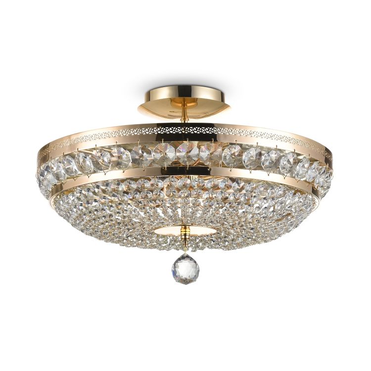 Kronleuchter Ottilia, Gold, 6-flammig, E14, exkl. Leuchtmittel