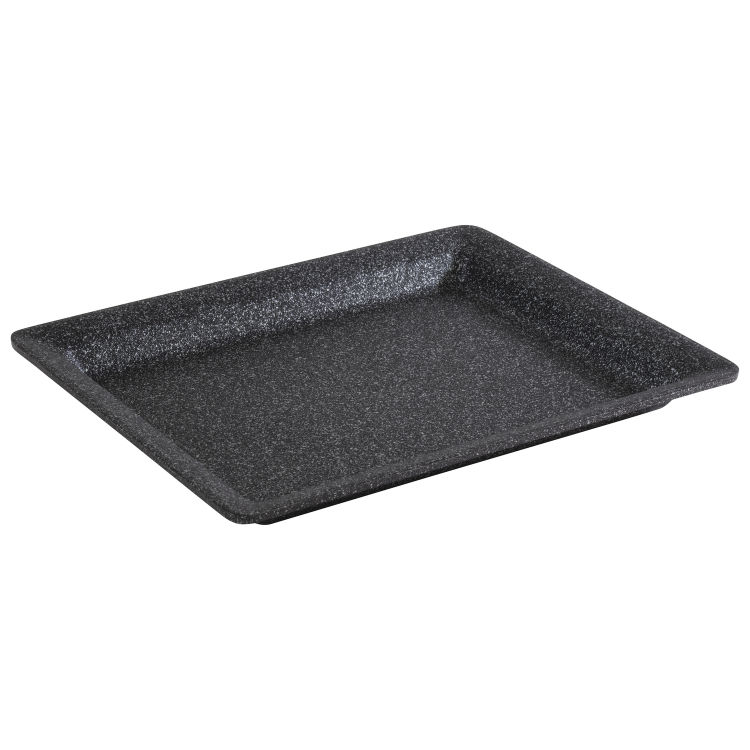 GN 1/2 Tablett -FROSTFIRE- 32,5 x 26,5 cm, H: 3 cm Aluminium, schwarz / silber antihaftbeschichtet