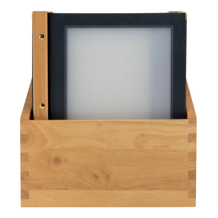Box mit 20 Speisekarten A4 Wood Holz mit Teak-Finish - 4 Ansichten