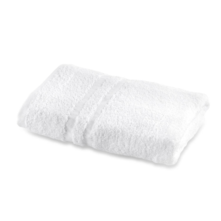 Walkfrottier Handtuch weiss 50/100 cm, 310 g/qm, 2-Streifen Bordüre